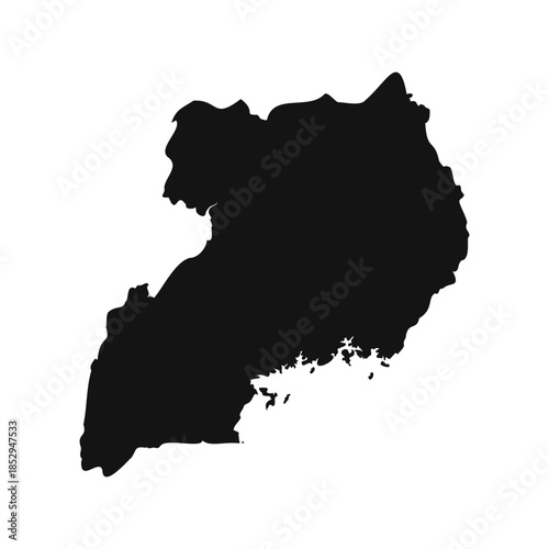 Black and White Uganda Simple Map