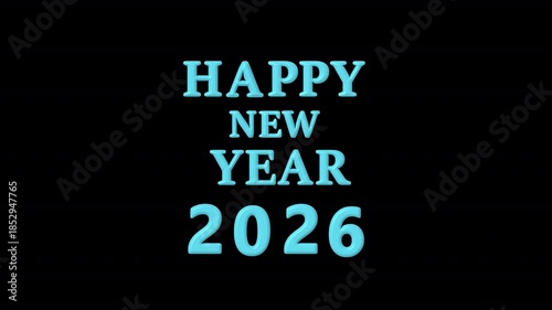 Happy New Year Text Animation HD On Alpha