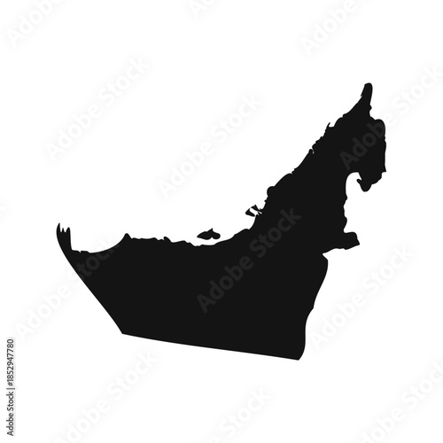 Black and White United Arab Emirates Simple Map