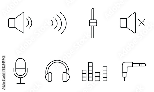 Minimalist audio control icons on dark gradient background