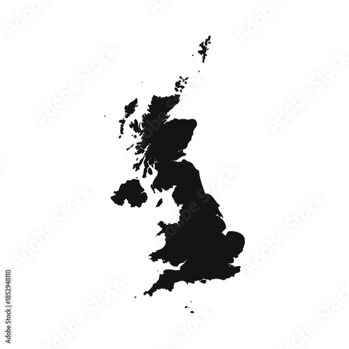 Black and White United Kingdom Simple Map