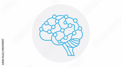 Stylized human brain with interconnected neural network nodes.