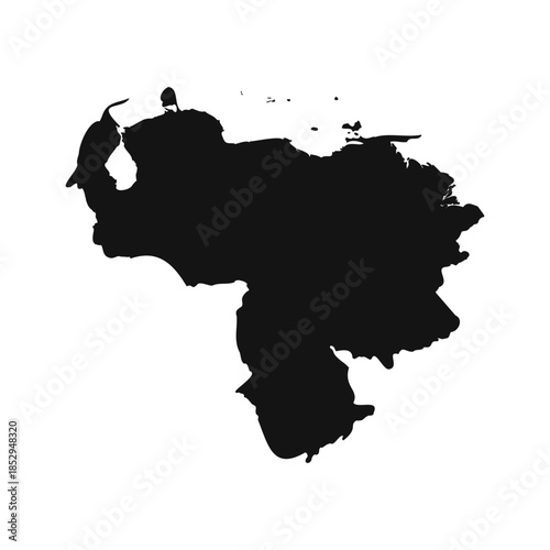 Black and White Venezuela Simple Map