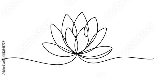 Continuous line drawing of lotus flower .one line  vector illustration  with out background, Continuous line drawing of lotus flower .one line  vector illustration  with out background, Continuous one