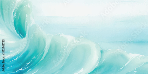 Nature Inspired Blue Watercolor Wave Background with Smooth Vector Curves