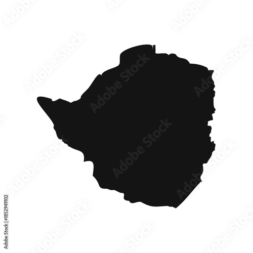 Black and White Zimbabwe Simple Map