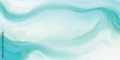 Blue Abstract Watercolor Sea Waves with Soft Clouds and Nature Inspired Curves