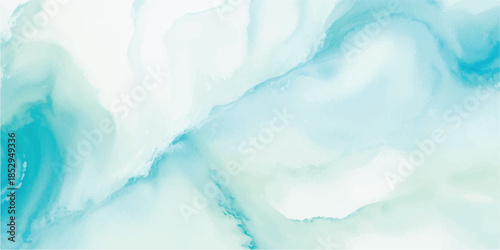 Blue Abstract Watercolor Sea Waves with Soft Clouds and Nature Inspired Curves