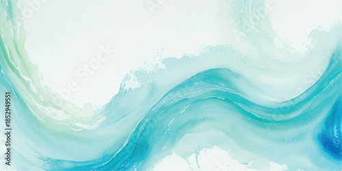 Artistic Ocean Wave Watercolor Background in Blue with Fluid Motion Design