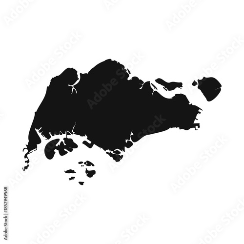 Black and White Singapore Simple Map