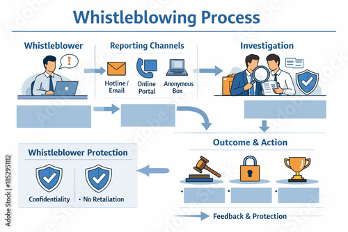 Whistleblowing Process and Compliance Reporting Workflow Illustration