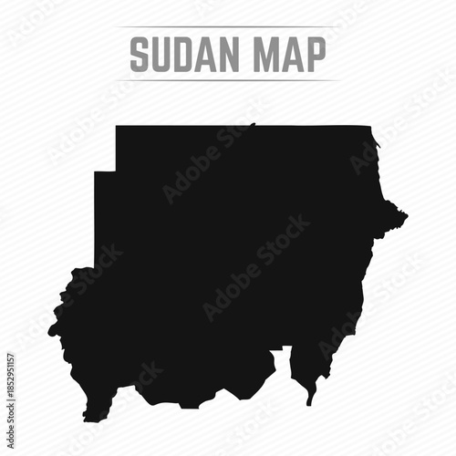 Black and White Sudan Simple Map