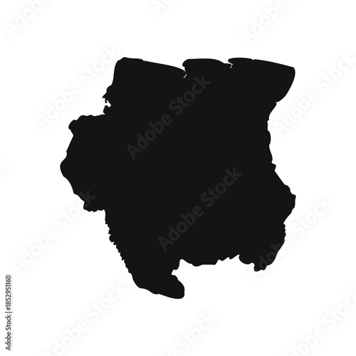 Black and White Suriname Simple Map