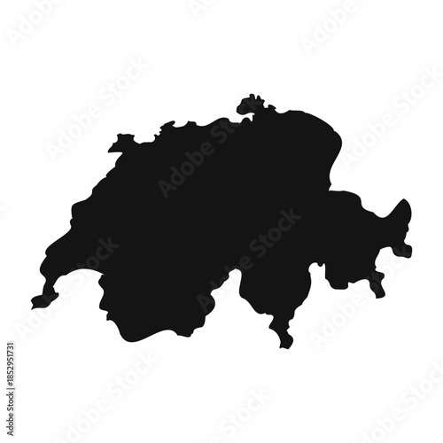 Black and White Switzerland Simple Map