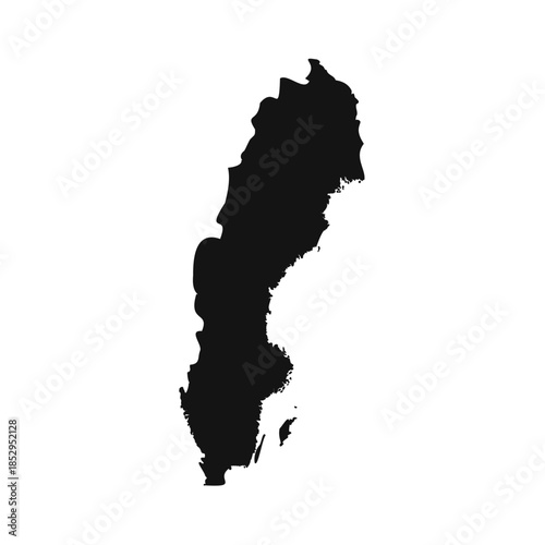 Black and White Sweden Simple Map
