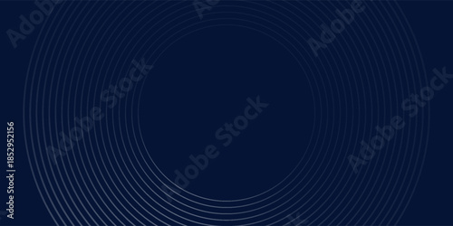 Panoramic blue glowing geometric lines on dark blue background. layout, graphic, website, neon, concept illustrations vector design