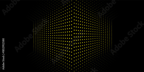 Abstract dark space with glowing dots shape decoration. Modern graphic design element dotted line style wallpaper yellow art light simple pattern
