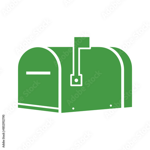 Green mailbox icon on white background