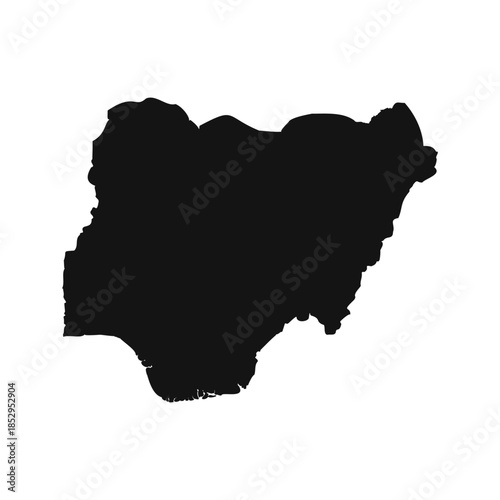 Black and White Nigeria Simple Map
