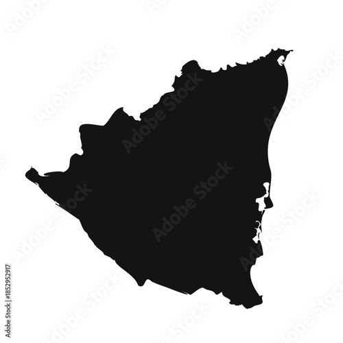 Black and White Nicaragua Simple Map