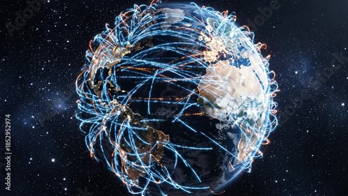 Futuristic Globe with Digital Connectivity Representing Global Network