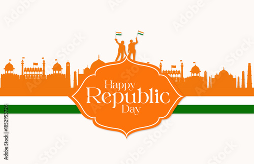 Creative Republic Day 2026 design representing Indian national pride with tricolor theme, Ashoka Chakra and patriotic elements. Perfect for 26 January celebrations, social media posts, banners, poster