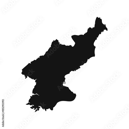 Black and White North Korea Simple Map