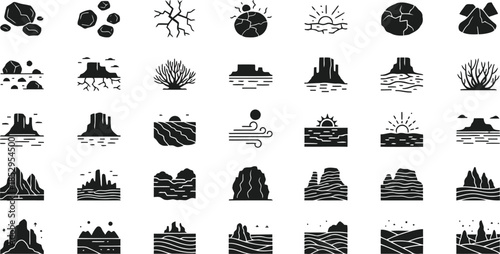 Minimalist landscape icon set