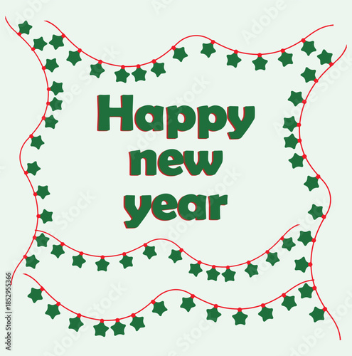 Happy New Year Greeting with Star Garlands