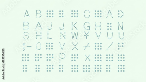 Braille alphabet and numbers chart tactile writing system for the visually impaired educational graphic design element on a light green background