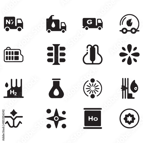 Industrial Clean Energy and Transport Icon Set