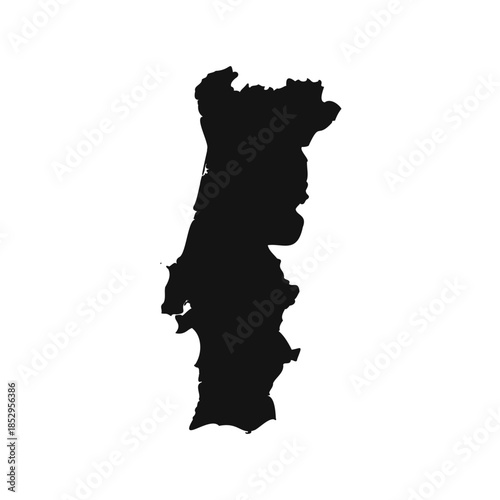 Black and White Portugal Simple Map