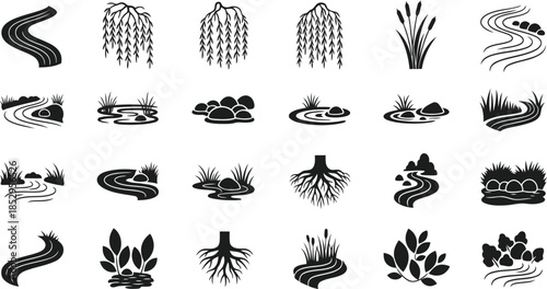 Botanical garden icon set