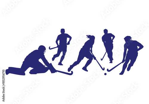 Dynamic field hockey game featuring players in action with a goalie making a save