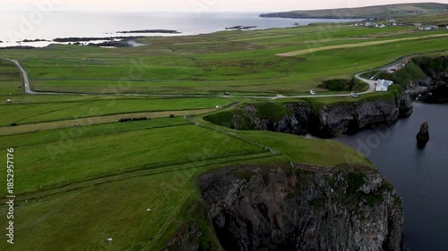Aerial view of the coast at Malin Beg at the Napoleonic Signal Tower - County Donegal, Ireland