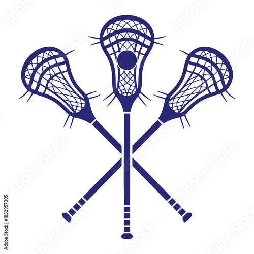 Striking blue lacrosse stick emblem representing the athletic spirit and competitive game