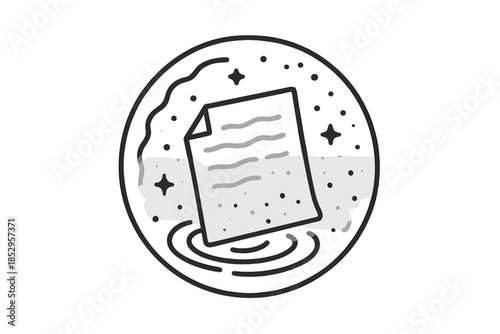 Whispered Notes Icons. Line style vector icons of Whispered Notes: folded pages, faint words, circular haze, light ripples,
