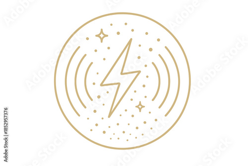 Silent Voltage Icons. Line style vector icons of Silent Voltage: curved beams, soft gold, subtle flicker, circular light, delicate