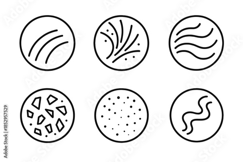 Radiant Vector Icons. Line style vector icons of Radiant Transparency: curved beams, luminous motion, glowing lines, glass