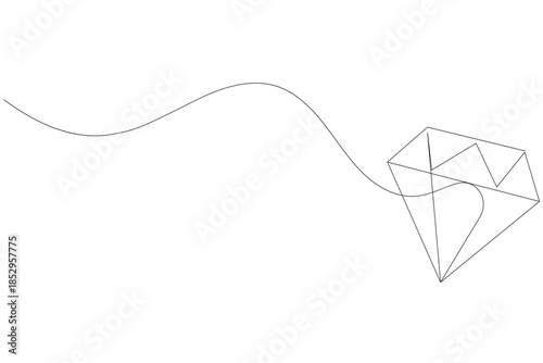 Continuous one line drawing of a diamond gem for luxury and jewelry concepts