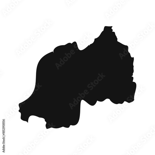 Black and White Rwanda Simple Map