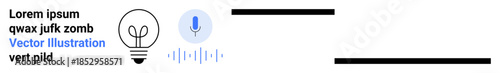 Innovation, voice technology, sound recording, creativity, communication, brainstorming. A light bulb, a microphone icon and sound waves. Innovation and voice technology concept