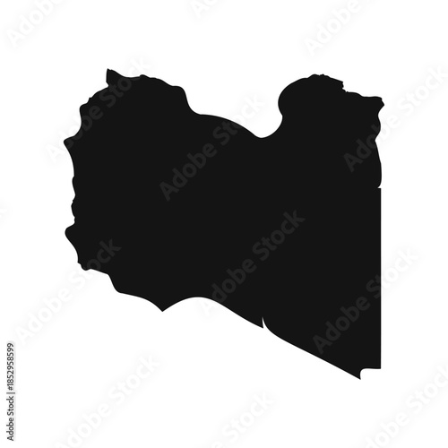 Black and White Libya Simple Map