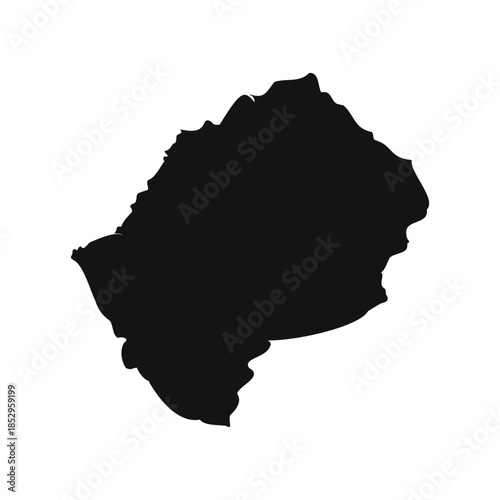 Black and White Lesotho Simple Map