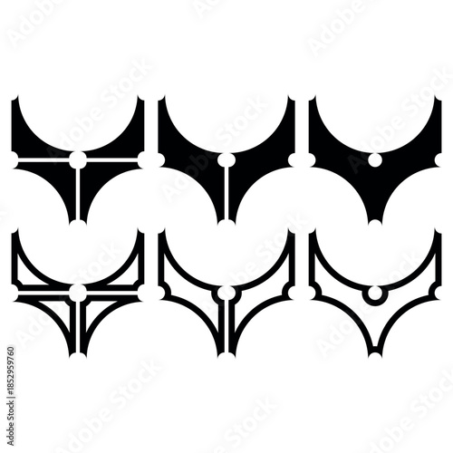 Minimal Arrow Vector Shapes in Dual Style with Custom Divided Design in Black