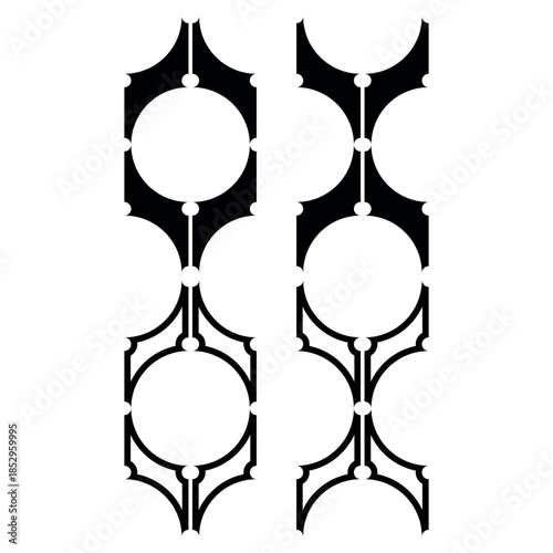 Minimal Sharp Geometric Vector Shapes with Custom Circular Cutout Design in Black