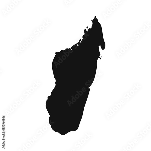 Black and White Madagascar Simple Map