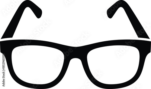 Modern black plastic eyeglasses with optical lenses are a stylish fashion accessory for vision protection, isolated as a 3d object on a white background