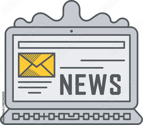 Digital newspaper displayed on a modern laptop screen with news headlines and articles, online journalism concept, media interface design, daily information and news updates.