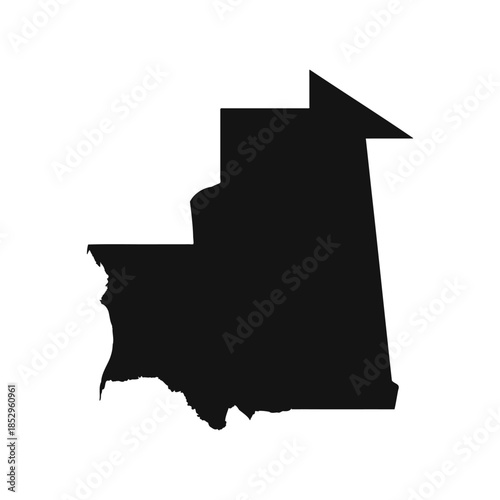 Black and White Mauritania Simple Map